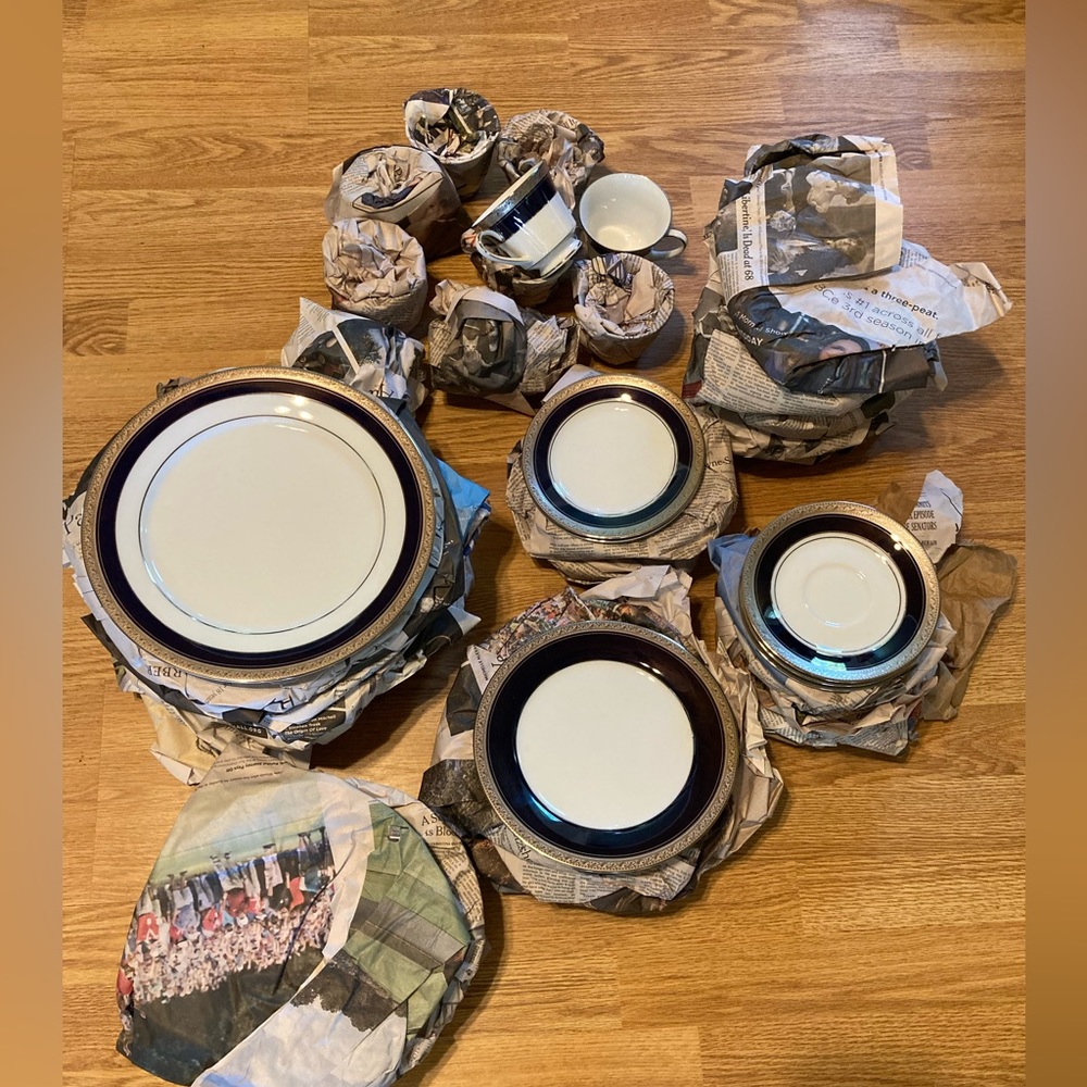 50 piece Crestwood Cobalt Platinum China set by Noritake, from Legendary Line